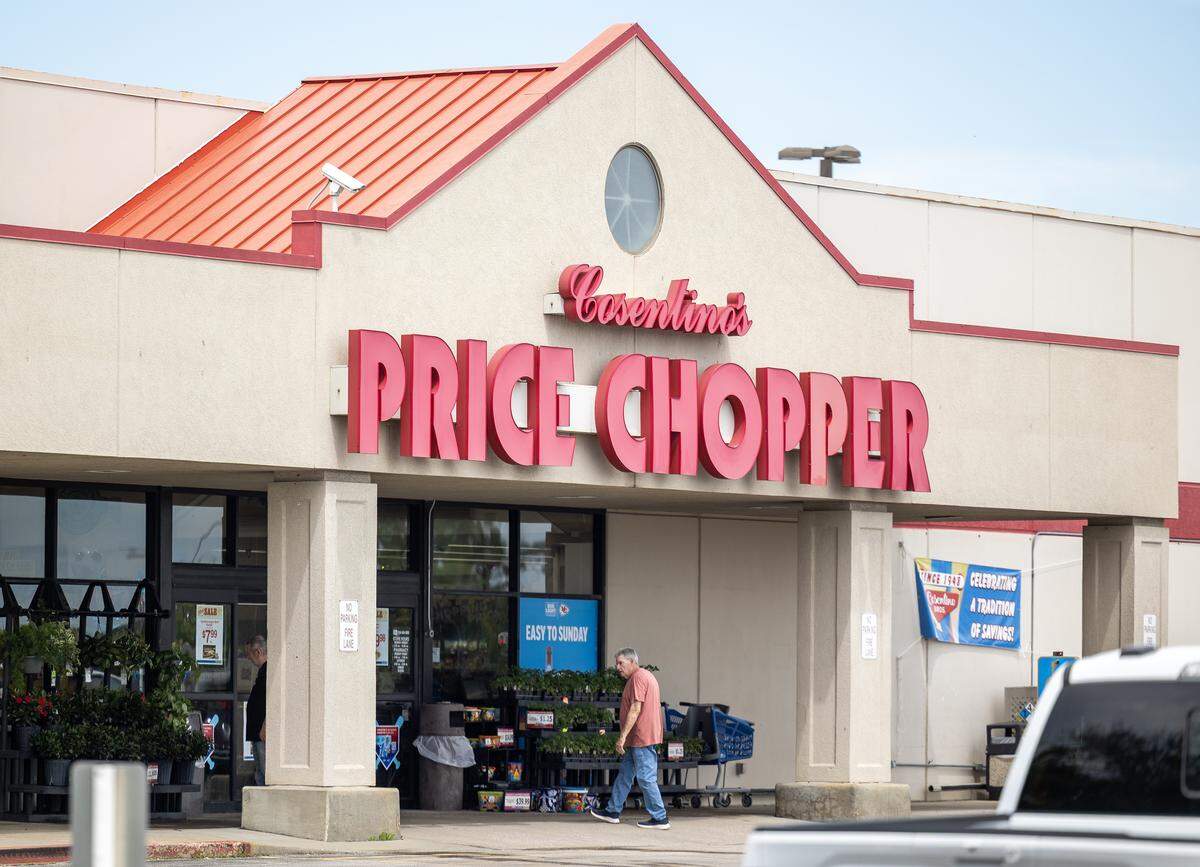 The Cosentino’s Price Chopper at 2102 N. Missouri 7 in Pleasant Hill, Missouri, is seen on Tuesday, May 26, 2026, a day after a shooting left two people injured and one dead.