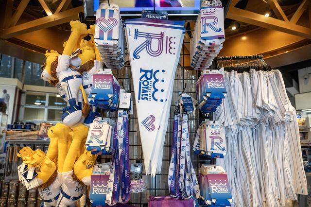 New Kansas City Royals City Connect merchandise is displayed at the Royals Team Store at Kauffman Stadium on Thursday, April 9, 2026, in Kansas City.