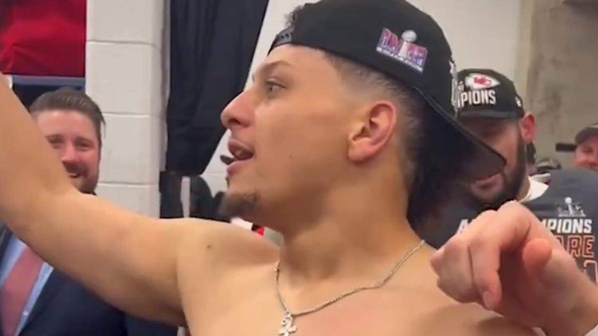 Chiefs quarterback Patrick Mahomes addressed the team in the locker room following Sunday’s AFC Championship Game.