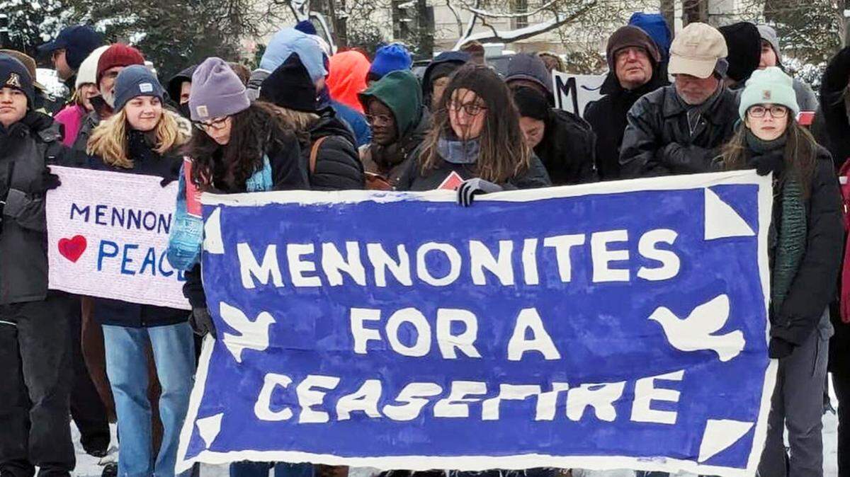 A group with Mennonite Action traveled to Washington, D.C., to call for the release of hostages and a peaceful resolution to the conflict.