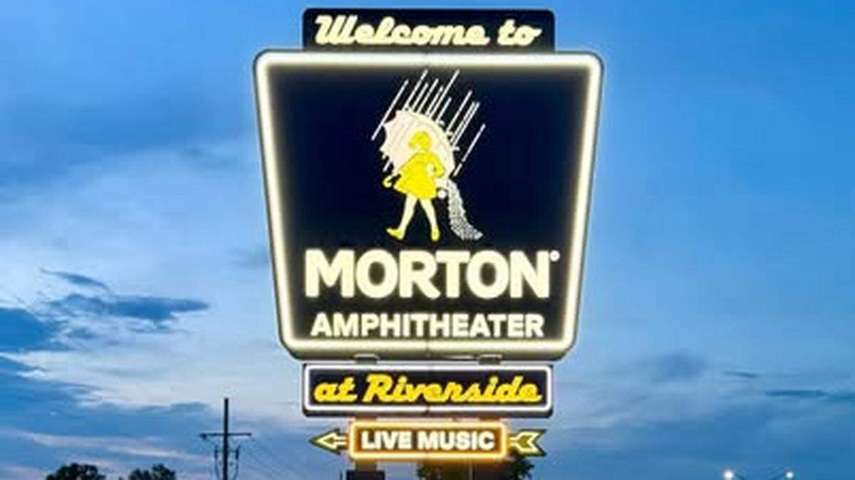 The retro style sign for the new Morton Amphitheater in Riverside, Missouri went up in recent days. The concert venue hosts its first public event on June 1.