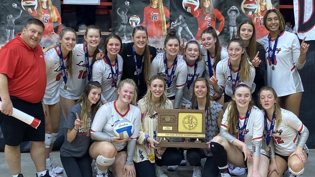The new Class 5A state champions of Kansas in high school volleyball: the Lions of Lansing High.