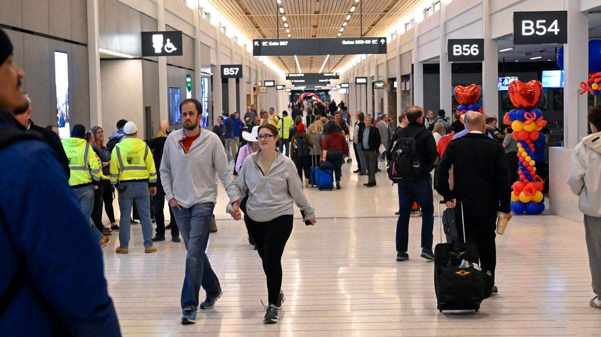 Travelers began departing and arriving from the new $1.5 billion single terminal at Kansas City International Airport opened to travelers Tuesday, Feb. 28, 2023.