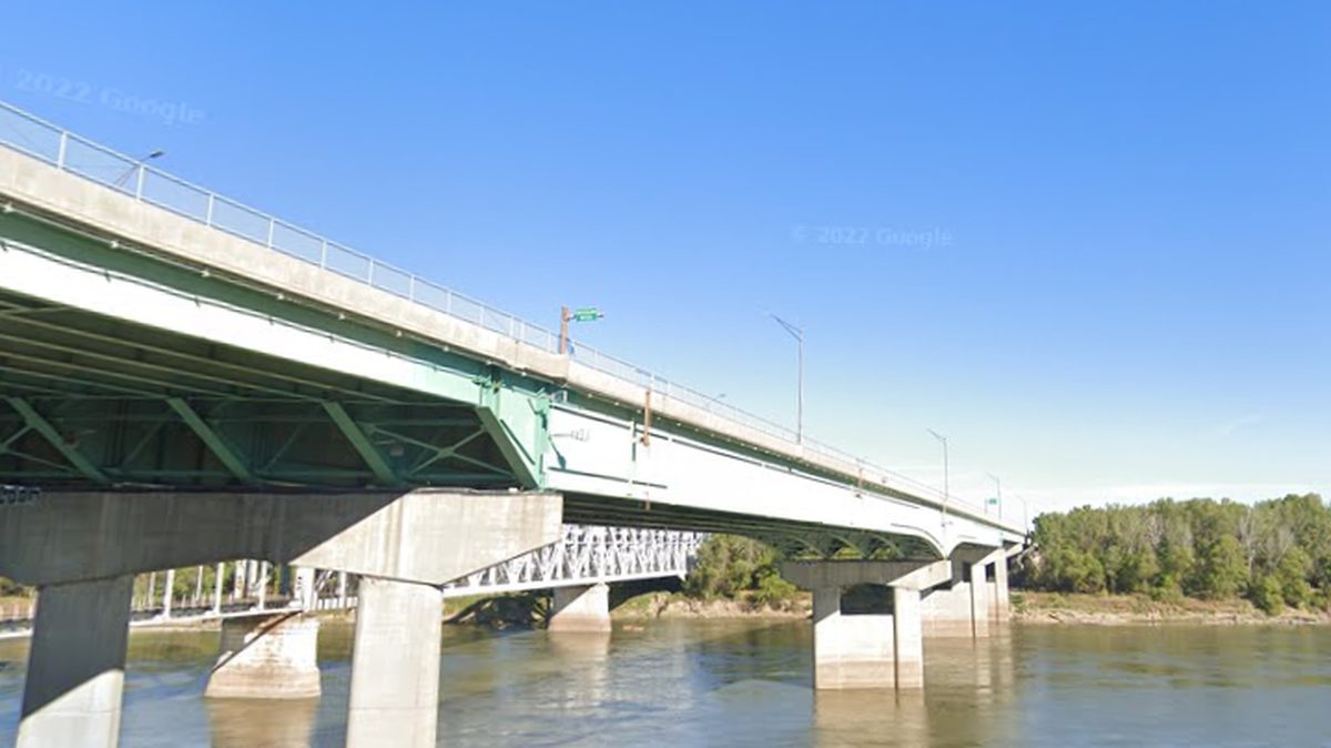 A pedestrian walking across the Heart of America Bridge over the Missouri River was struck and killed, Kansas City police announced.