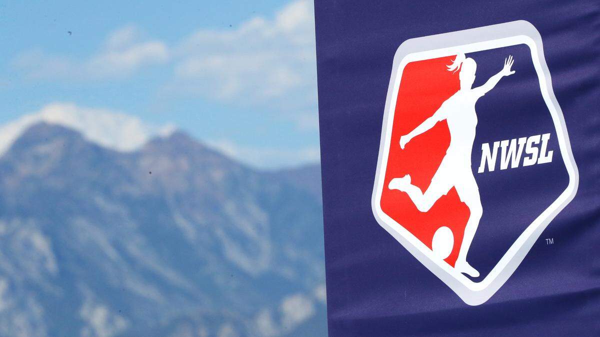 An NWSL logo sign before the quarterfinal match of the NWSL Challenge Cup between the Houston Dash and the Utah Royals FC at Zions Bank Stadium on July 17, 2020, in Herriman, Utah.