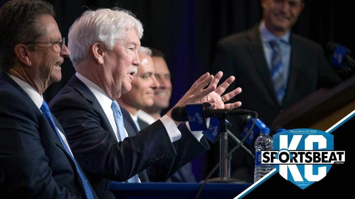 John Sherman, the new owner of the Kansas City Royals, holds a press conference Tuesday, Nov. 26, 2019, in the Hall of Fame building at Kauffman Stadium.