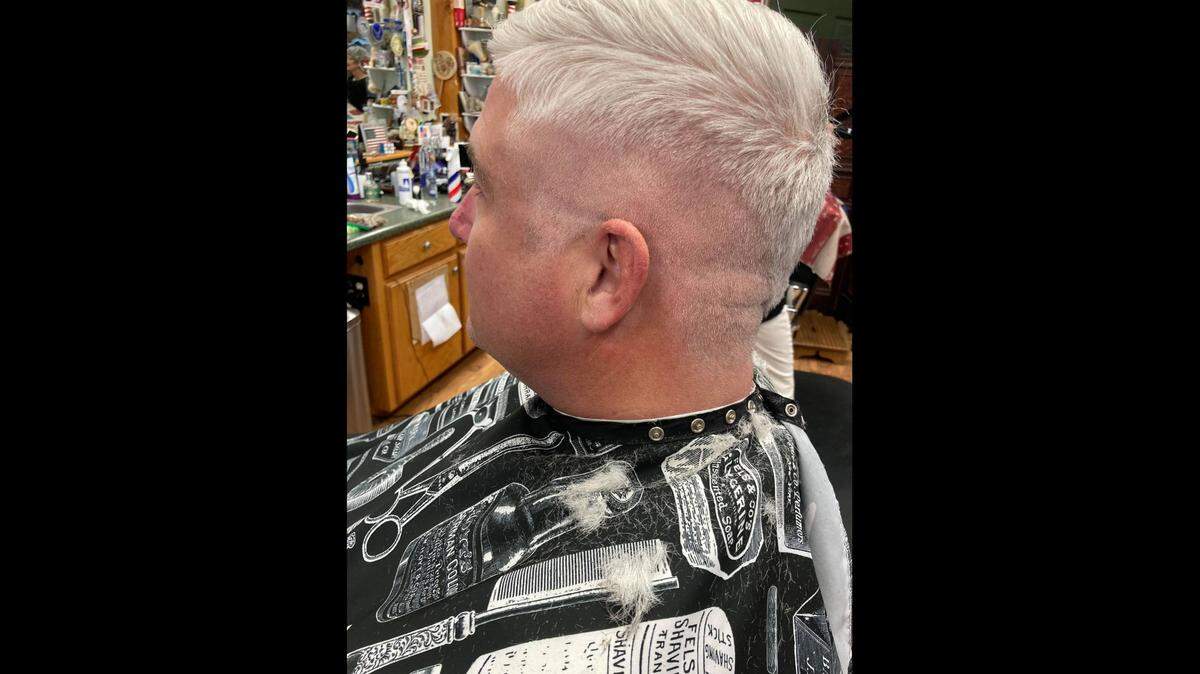 Matt Phillips, who lives in Boiling Springs, South Carolina, recently got a Mahomes cut on a dare from his wife and their 9-year-old son, Hampton — a young “Mahomie.​”