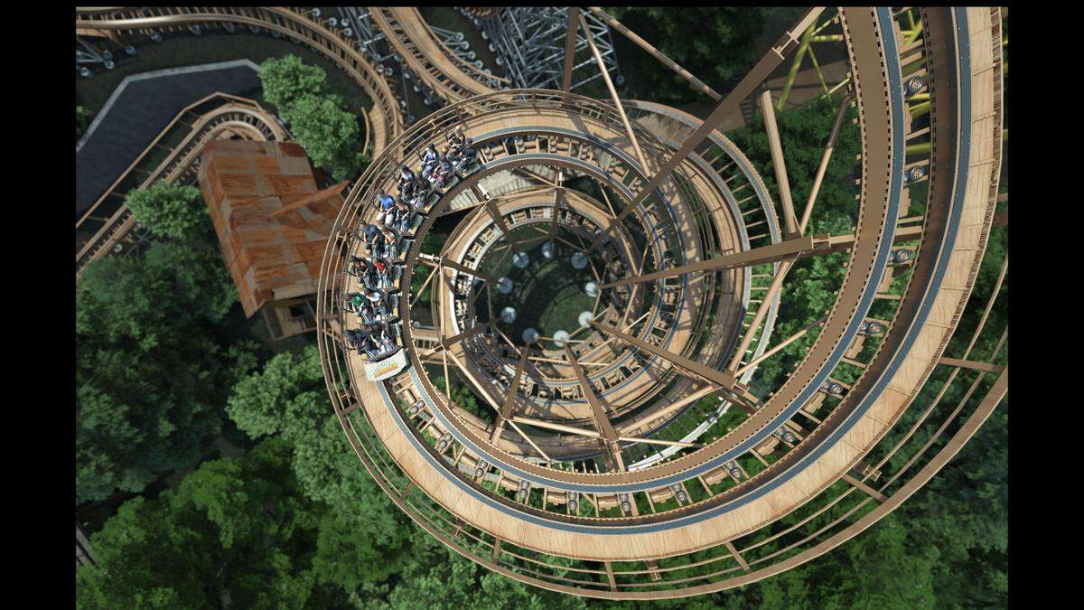 Riders will climb a spiral lift hill made of galvanized steel and wood hybrid frame before being dropped into a low-to-the-ground track on the new re-imagined Zambezi Zinger.
