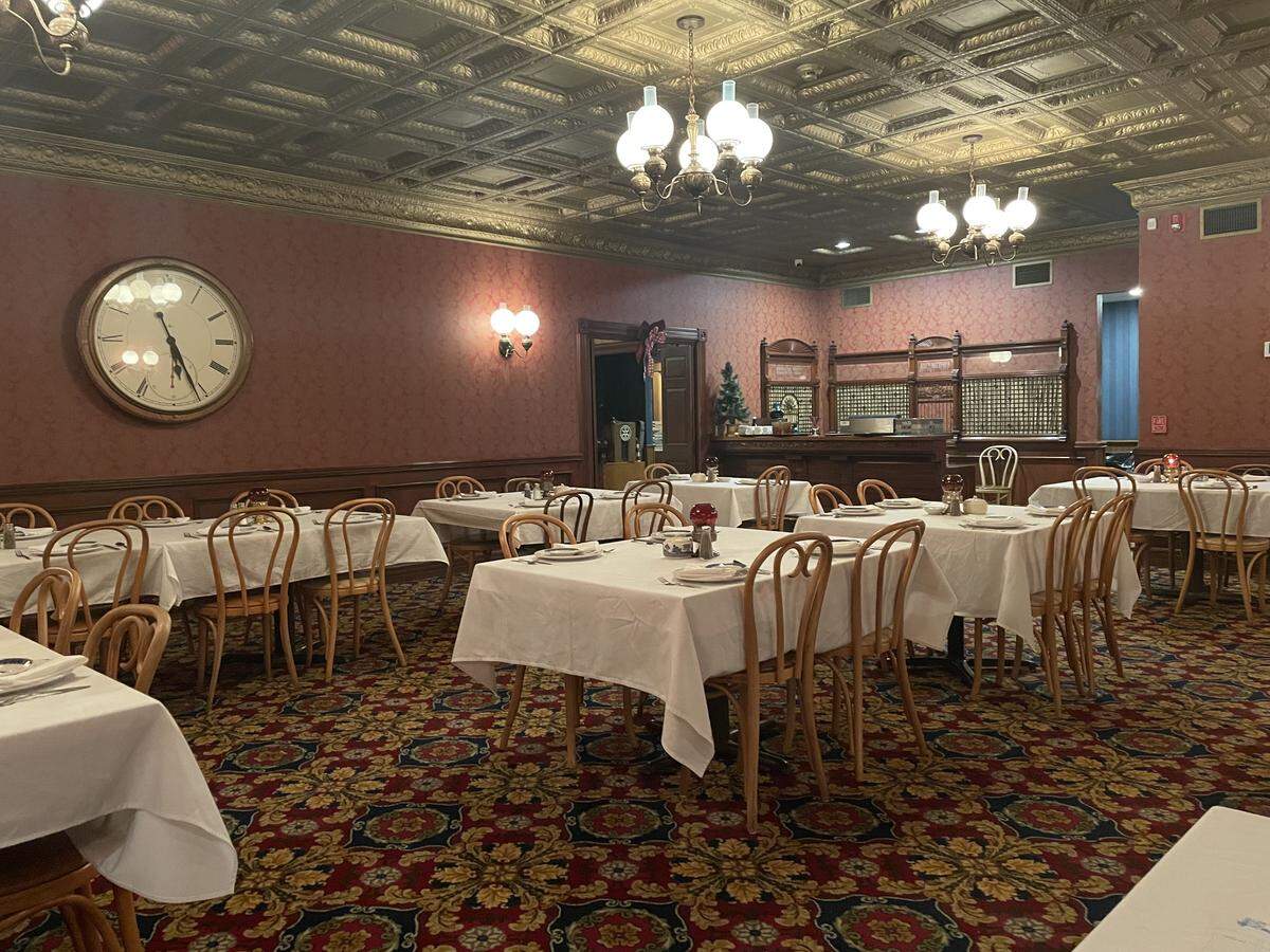 The dining room inside Legacy Kansas, formerly the Brookville Hotel.
