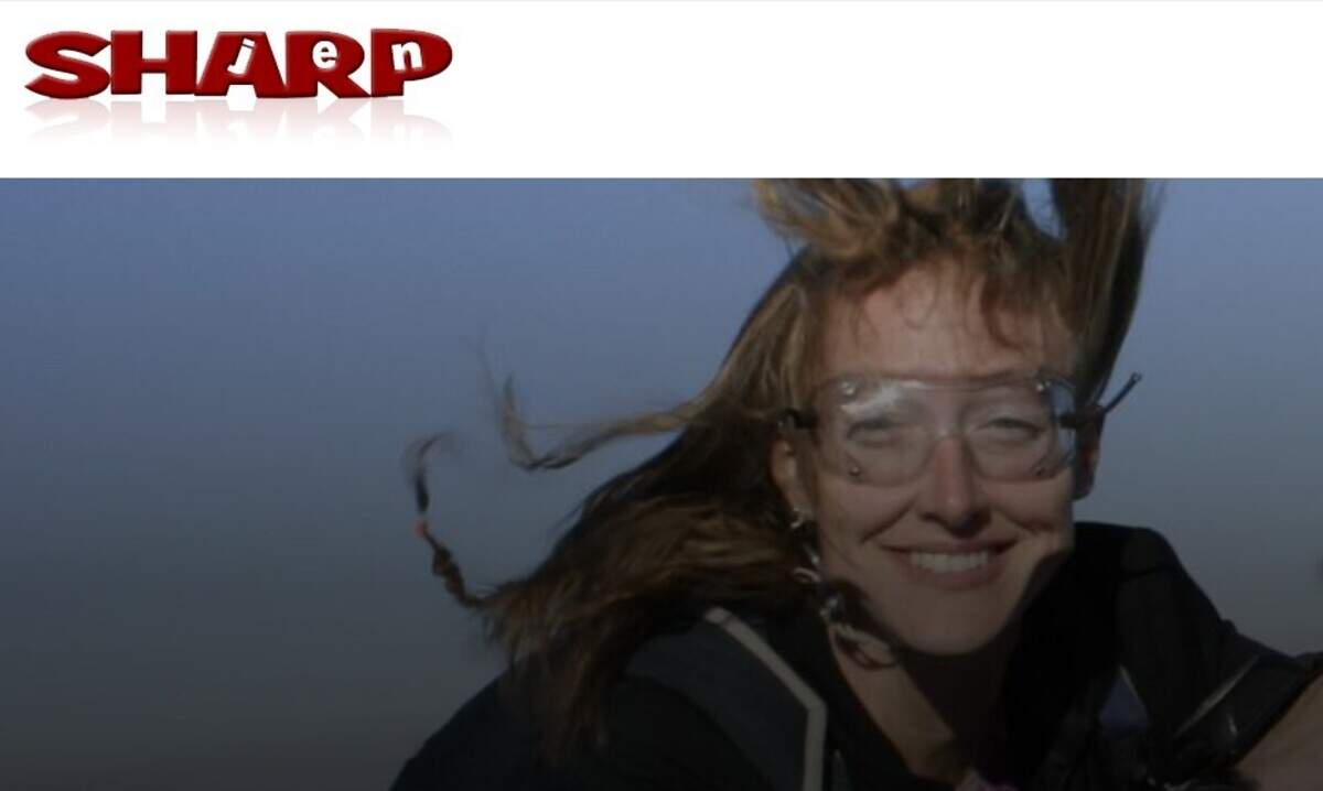 Jen Sharp is seen in a photo at the top of her website and online resume.