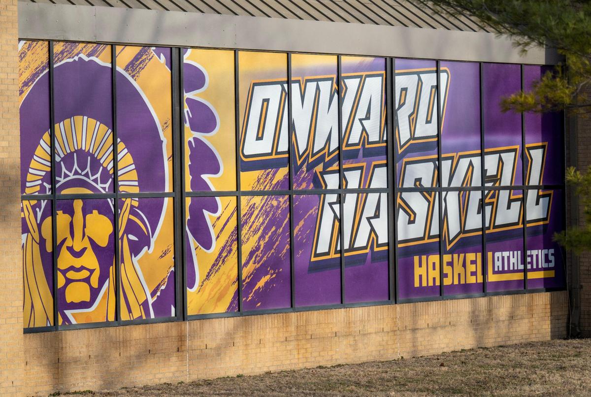 A mural at Haskell Indian Nations University in Lawrence.