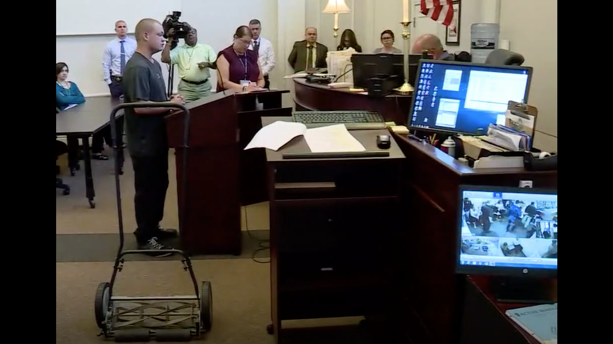An Ohio judge known for creative sentencing gave Cody Scott, 19, who mowed an obscenity into the grass of a local high school, two options for punishment at his sentencing hearing on Tuesday. One had to do with mowing.