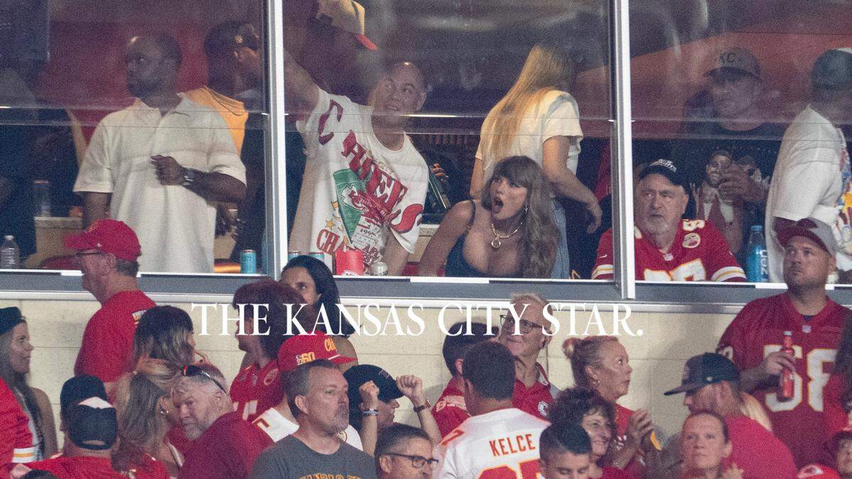 Taylor Swift reacts to Kansas City Chiefs wide receiver Xavier Worthy’s first quarter touchdown against the Baltimore Ravens Thursday, Sept. 5, 2024, at GEHA Field at Arrowhead Stadium.