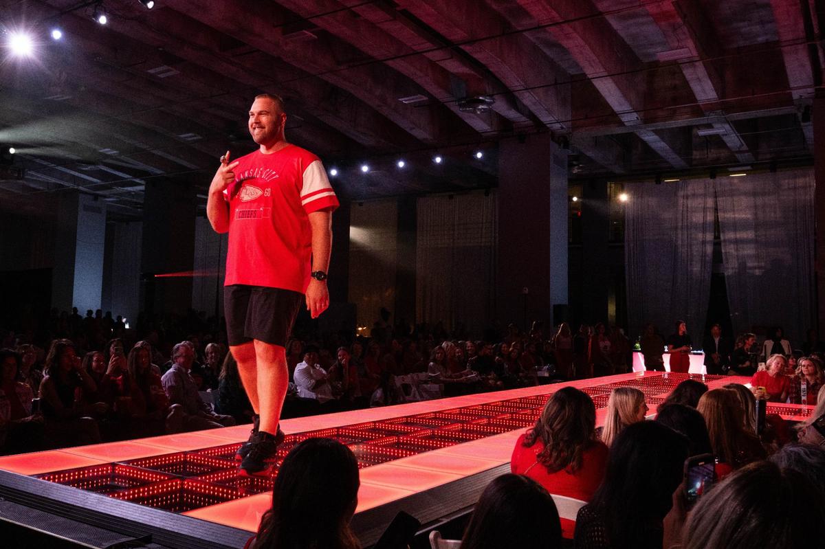 Former Kansas City Chiefs player Mitchell Schwartz walks the runway Tuesday at the 13th Annual Chiefs Style Lounge at The LEX in downtown Kansas City.