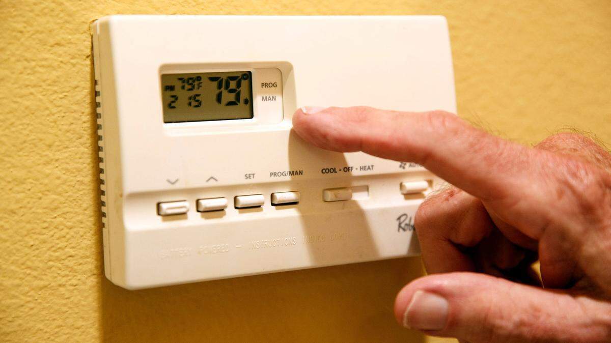 Thomas Hetmanek is on a fixed-income and has done a lot to reduce his electricity usage including setting his air conditioning thermostat to seventy-nine degrees. His energy bill is still way up this summer over last year. He is photographed in his Palm Springs, Calif., home on August 19, 2021.

Thomas Hetmanek Thermostat