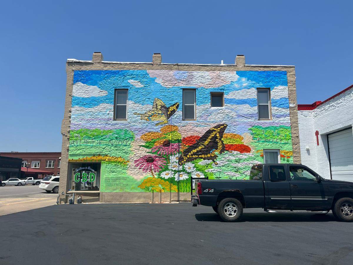 A butterfly mural welcomes visitors to Historic Downtown Ottowa and honors a lifelong resident who was also a recognized artist and butterfly expert.