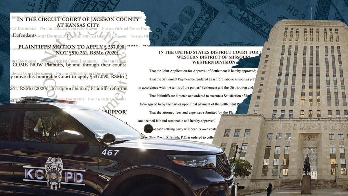 Illustration depicting the Kansas City Police Department with its ongoing rising costs of lawsuits.