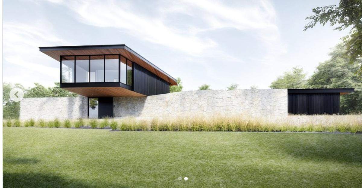 Rendering of $7 million cantilevered home now under construction at 6315 Ward Parkway. The front door and driveway will be to the north on 63rd Street. The 9,700-square-foot home will also include a pool and pool house.