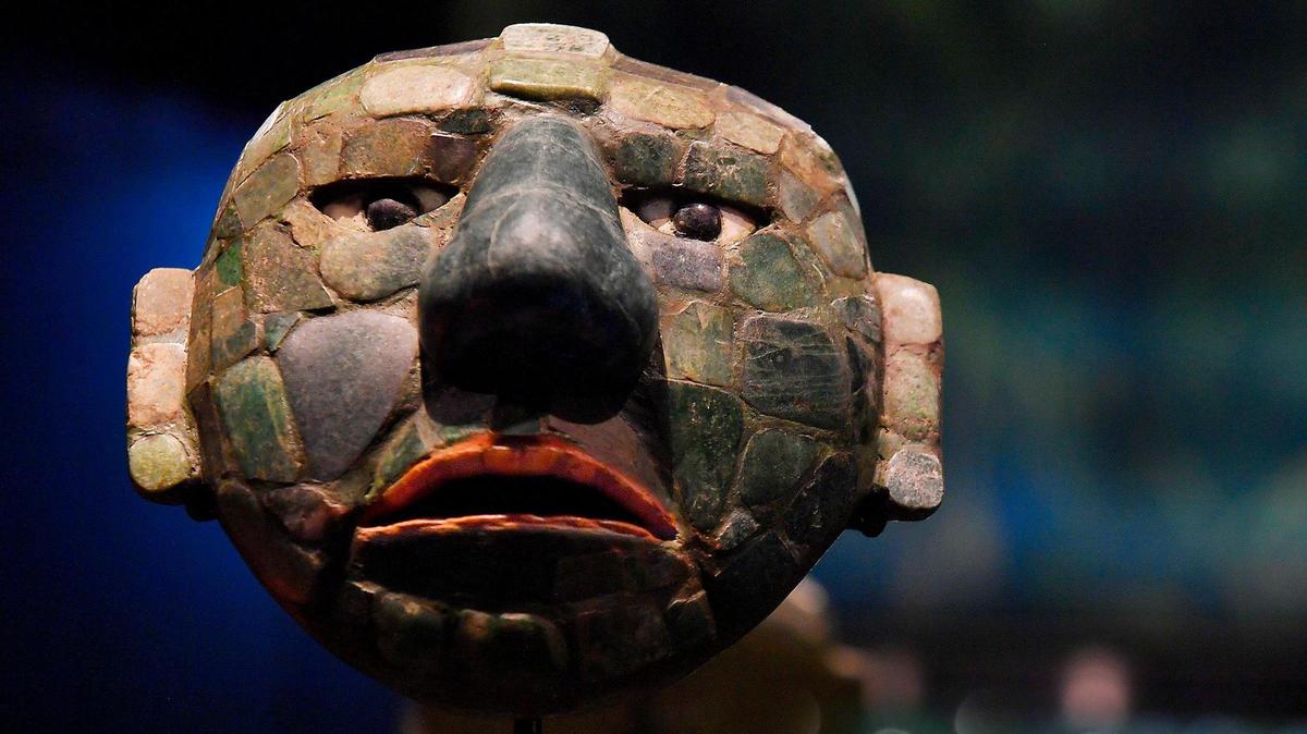 This restored jade maskette is believed to be from Peten, Guatemala, and dates back to between 200-900 A.D. It will be among more than 300 artifacts on display for the first time in the United States at the “Maya: The Great Jaguar Rises” exhibit opening at Union Station.