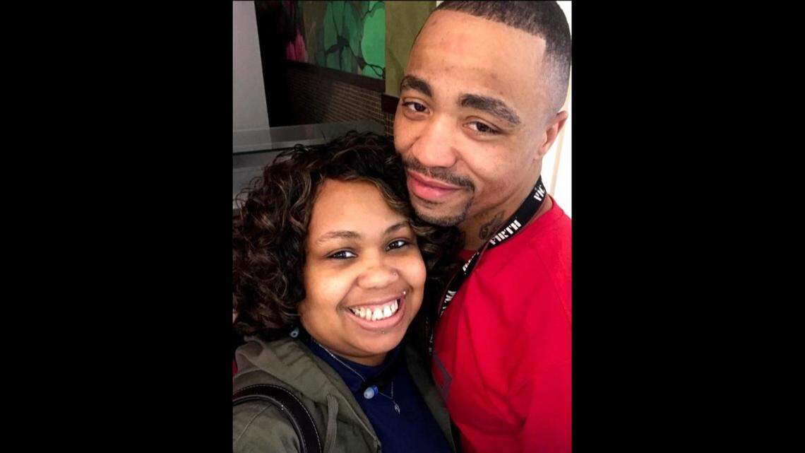 Eboney Allmon (left) and her family are mourning the loss of her brother Marcell Nelson (right), who was killed along with his friend Kristen Fairchild in a shooting in June 2023 that involved a Kansas City police officer.