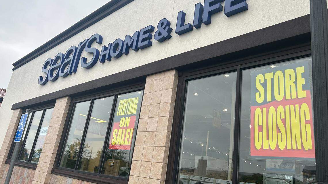 The Sears Home & Life store on 6327 W. 119th St. is covered with signs announcing it will close.