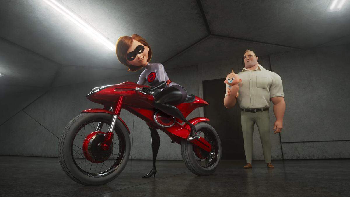 This image released by Disney Pixar shows the character Helen/Elastigirl, voiced by Holly Hunter, left, and Bob/Mr. Incredible, voiced by Craig T. Nelson in "Incredibles 2." Disney has asked theaters to warn people seeing the movie about a scene with flashing lights that could trigger seizures in people with light sensitivity.