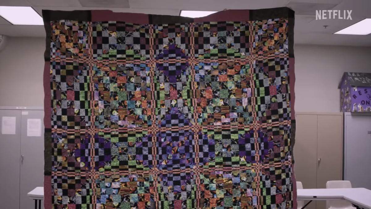 One of the quilts made in the sewing room.