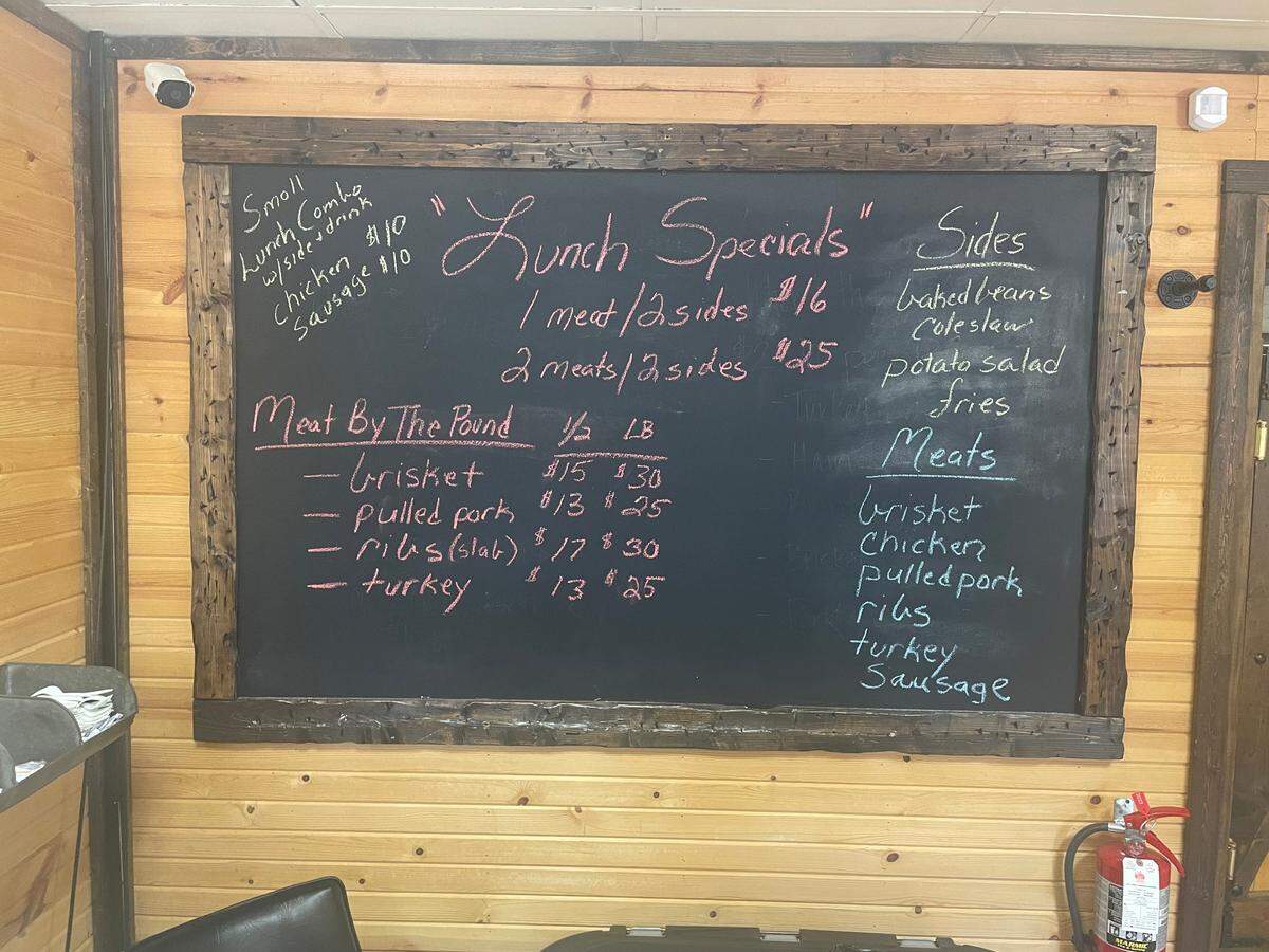 The menu at Dunn Deal BBQ.