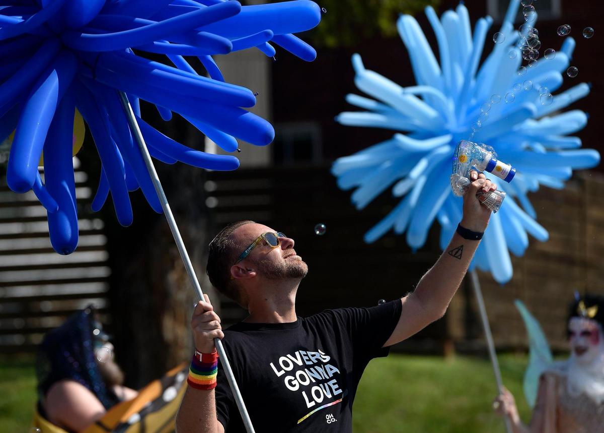 A parade beginning at Westport Road and Broadway Boulevard kicked off the two-day 2021 Kansas City Pride Festival Saturday, Aug. 21, 2021.