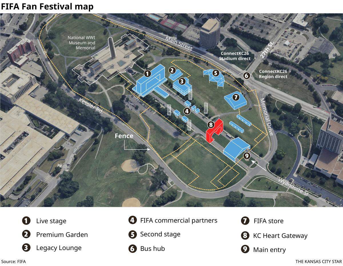 Map of the FIFA Fan Festival showing key locations