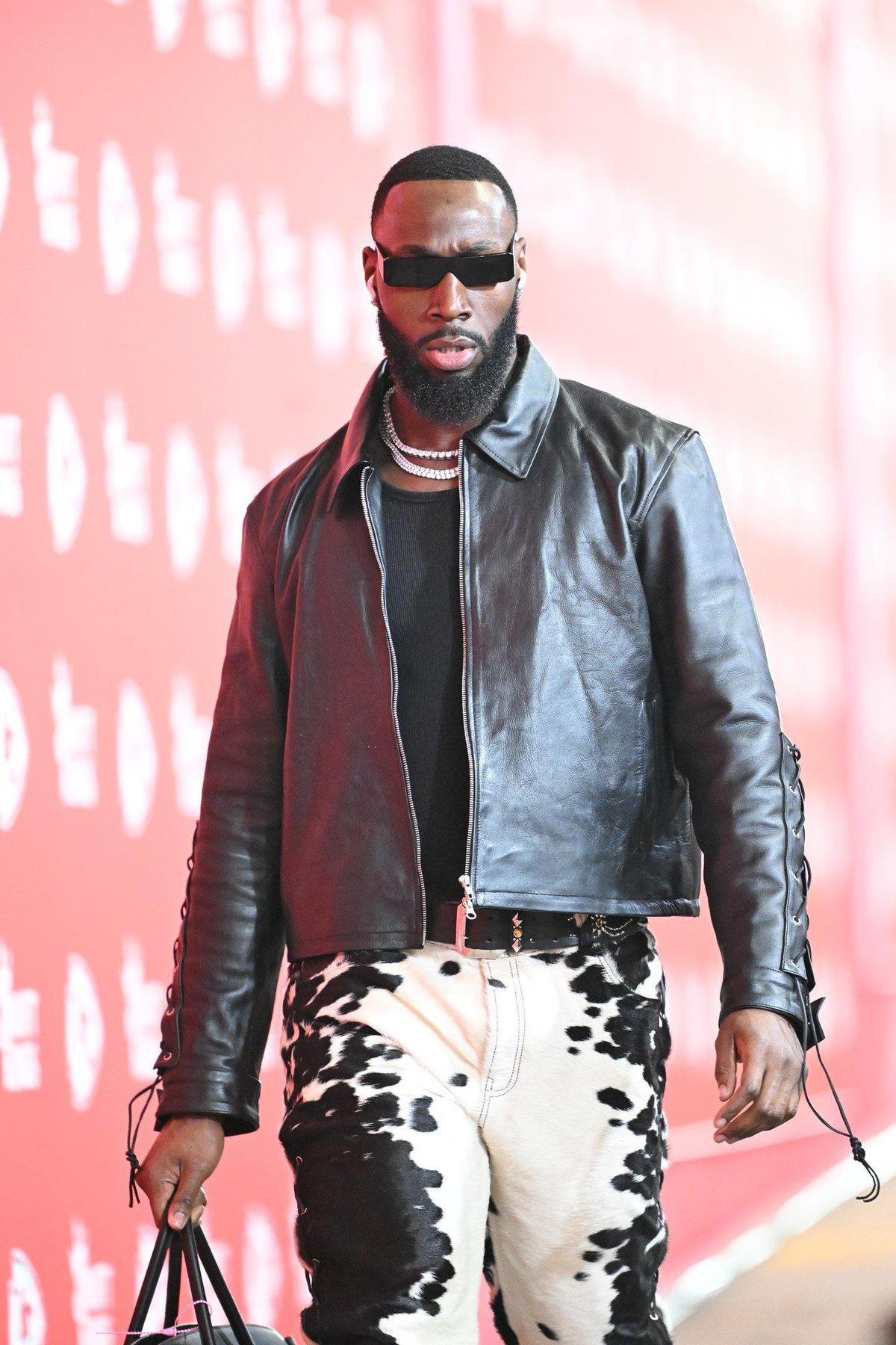 Kansas City Chiefs defensive end Charles Omenihu arrives before the AFC Divisional Round playoff game on Saturday, Jan. 18, 2025, at GEHA Field at Arrowhead Stadium.