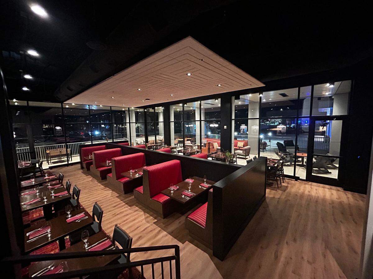 Show Pony's restaurant offers indoor and outdoor seating.