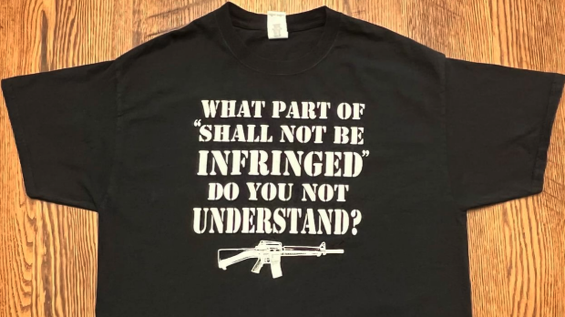 A high schooler was suspended in Iowa after wearing a T-shirt that featured a gun and a Second Amendment quote.