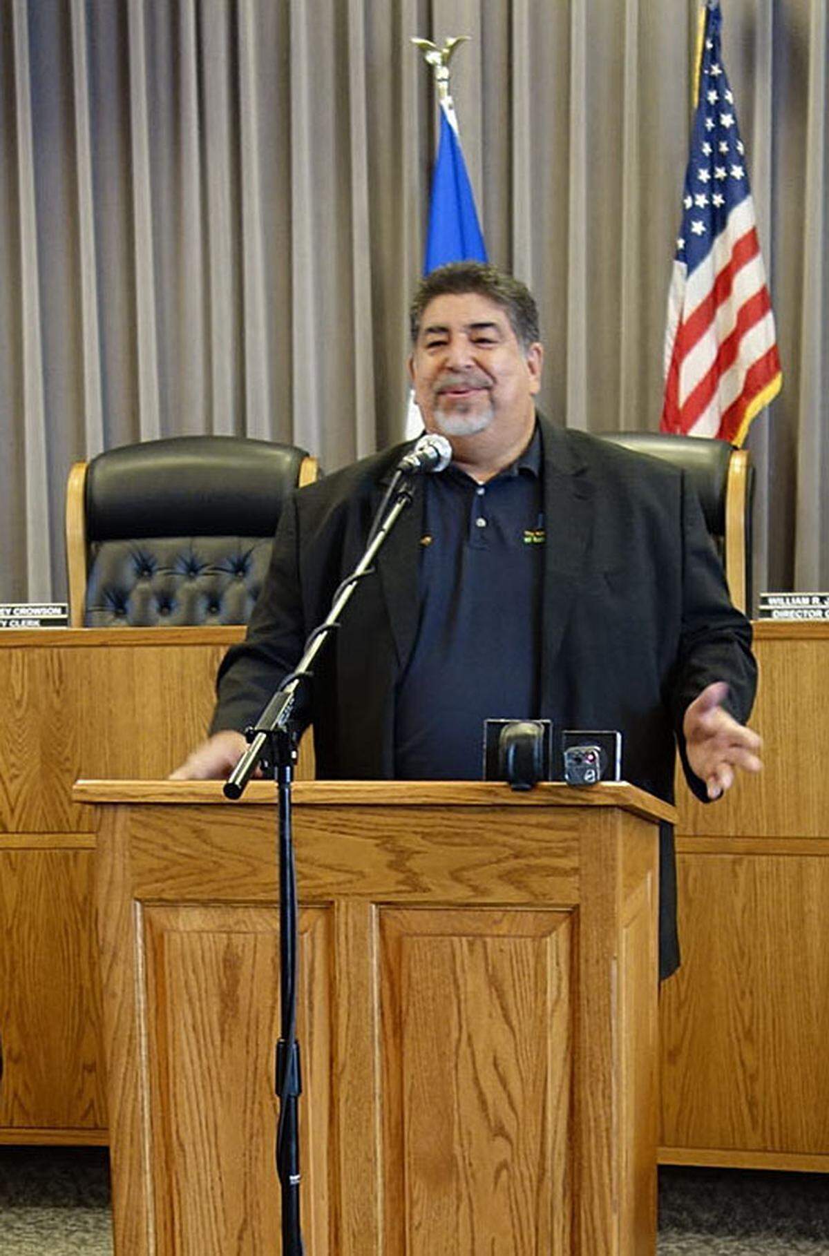 Jorge Perez spoke at a presentation last year in Fulton, Mo., after a change in ownership of Fulton Medical Center.