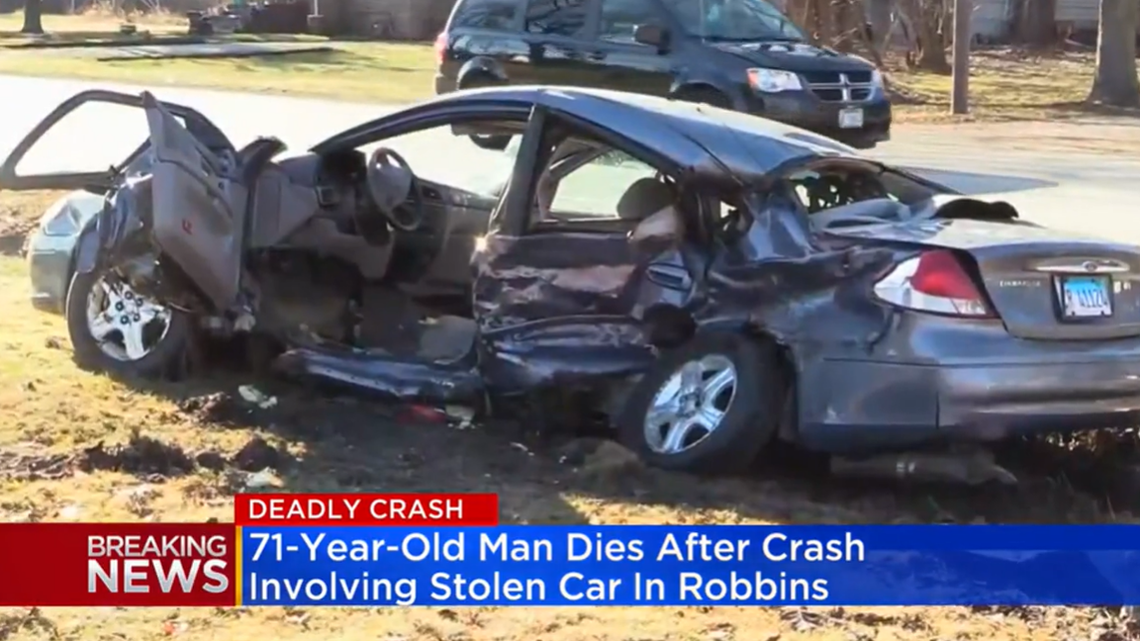 A 71-year-old man is dead after a group of teens driving a stolen car crashed into him in Robbins, Illinois, police say.