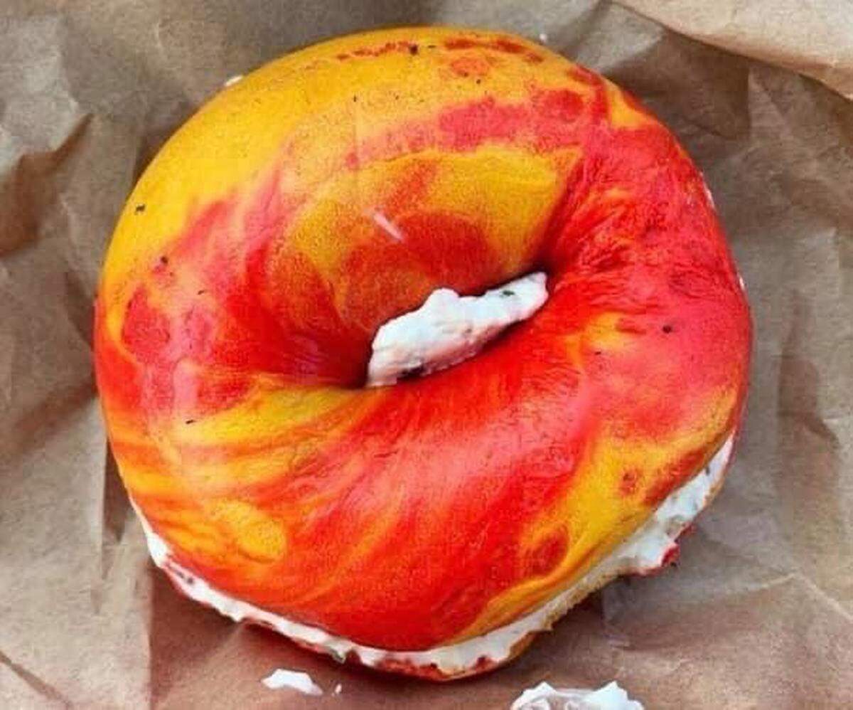 Meshuggah Bagels in the Power & Light District will be offering Chiefs-themed red and yellow bagels.