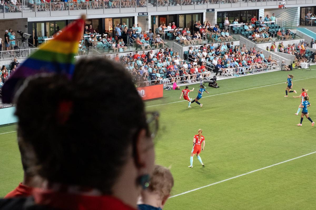 Fans gathered for CPKC Stadium’s second annual Pride Night to watch the KC Current face the Chicago Red Stars on Friday, June 14, 2024, in Kansas City.