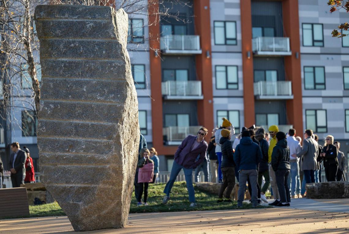 The centerpiece boulder is in place but still needs to have hand and footholds carved into the stone’s surface. That process is planned for 2025.