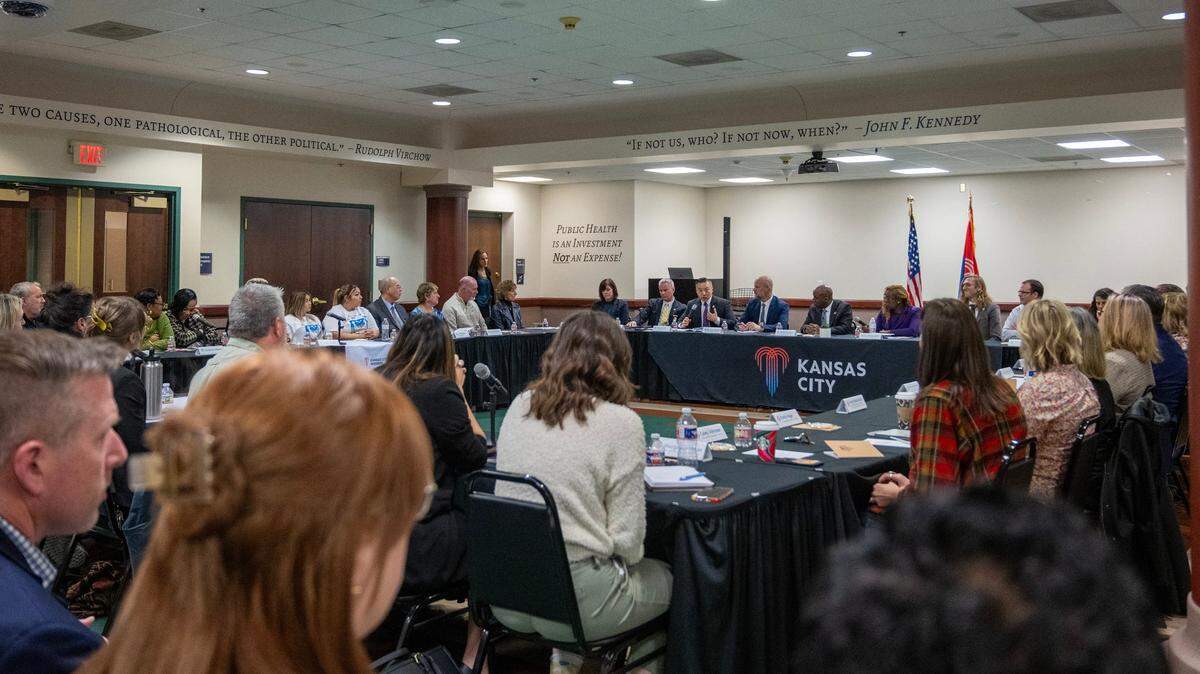 Community members attend a Fentanyl Summit at the Kansas City Health Department on Friday, Dec. 8, 2023, in Kansas City. Local officials addressed the overdose epidemic, discussing ongoing efforts, including a public education campaign and an ordinance mandating prompt overdose reporting.