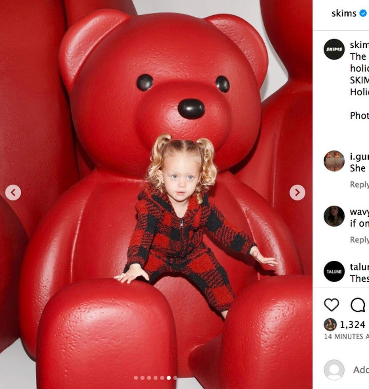 Sterling Skye Mahomes, 2, in a photo from the SKIMS holiday campaign.
