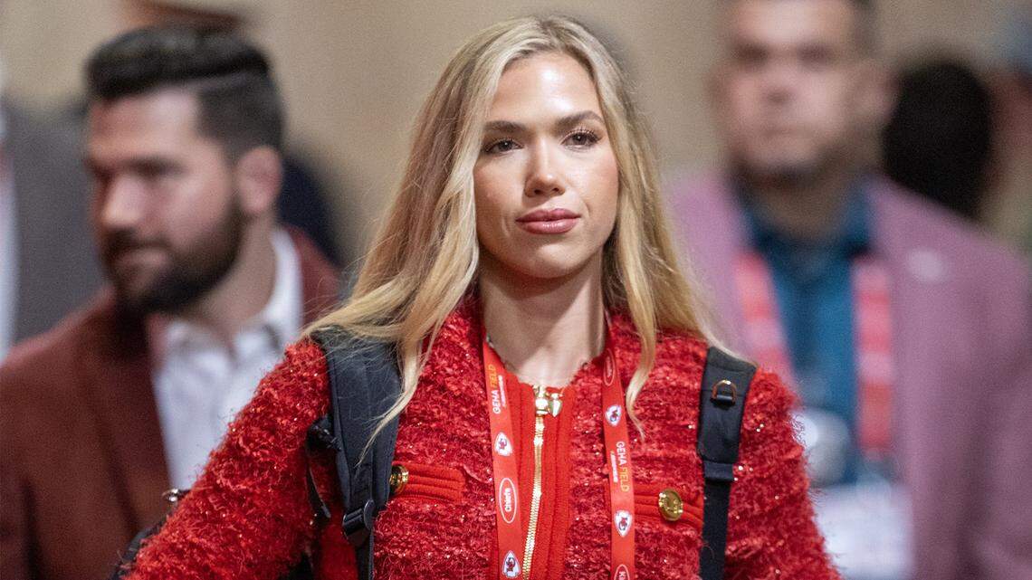 Gracie Hunt arrives for the game against the Denver Broncos on Thursday, Dec. 25, 2025, at GEHA Field at Arrowhead Stadium.