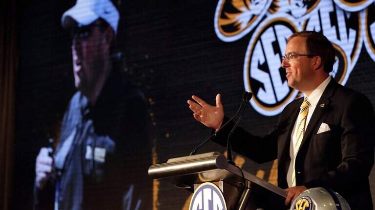 Mizzou Tigers coach holds court at SEC Media Days, discussing OU/Texas, COVID and more