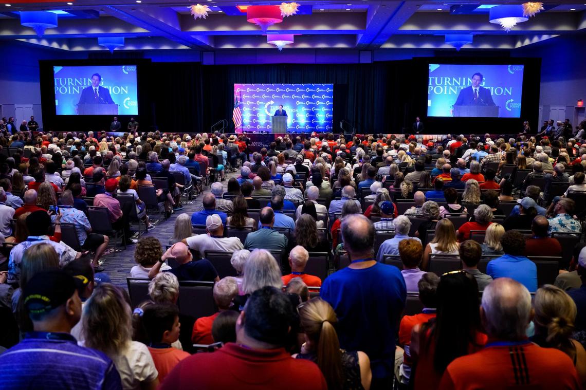 Florida Gov. Ron DeSantis spoke to a full house at the Turning Point Action rally Sunday at the Embassy Suites in Olathe.