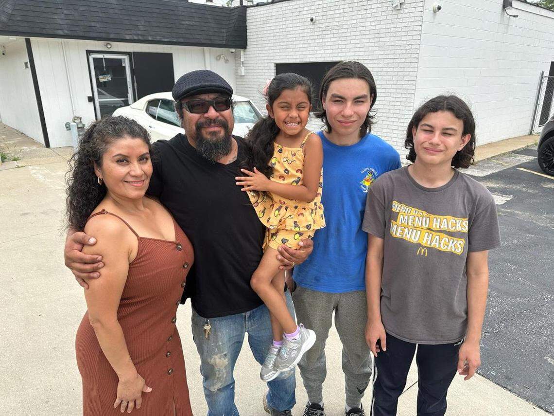 Left to right: Amanda Arhuire and Cisco Huaman and their family: Zaira Huaman, 6; Damenic Huaman, 16; and Dametri Huaman, 14.