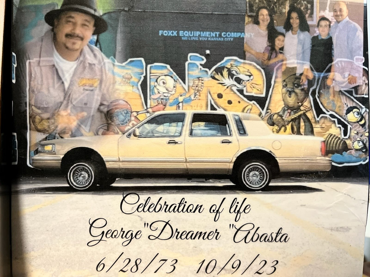 An image of George Abasta’s 1987 gold Lincoln Town Car in his obituary. Abasta, 50, an Olathe father of six, was allegedly hit and killed by a semi-truck driver on Oct. 9, 2023, after trying to cross I-435 near Metcalf Avenue after he was involved in a car wreck. The truck driver, Overland Park police said, did not stop.