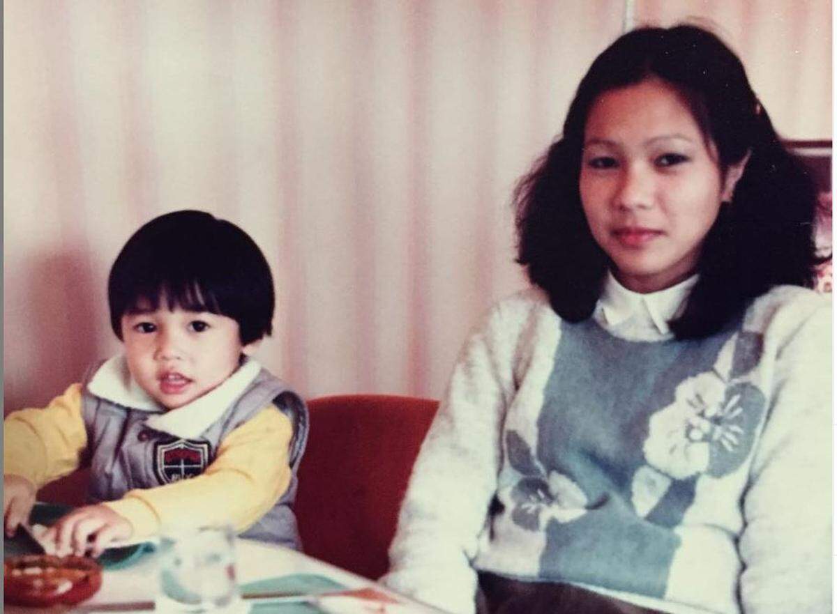 Patrick Hamada was about 5 years old when his father, Ted Hamada, left him and his mother, Kay Cajulis, right, after a divorce.