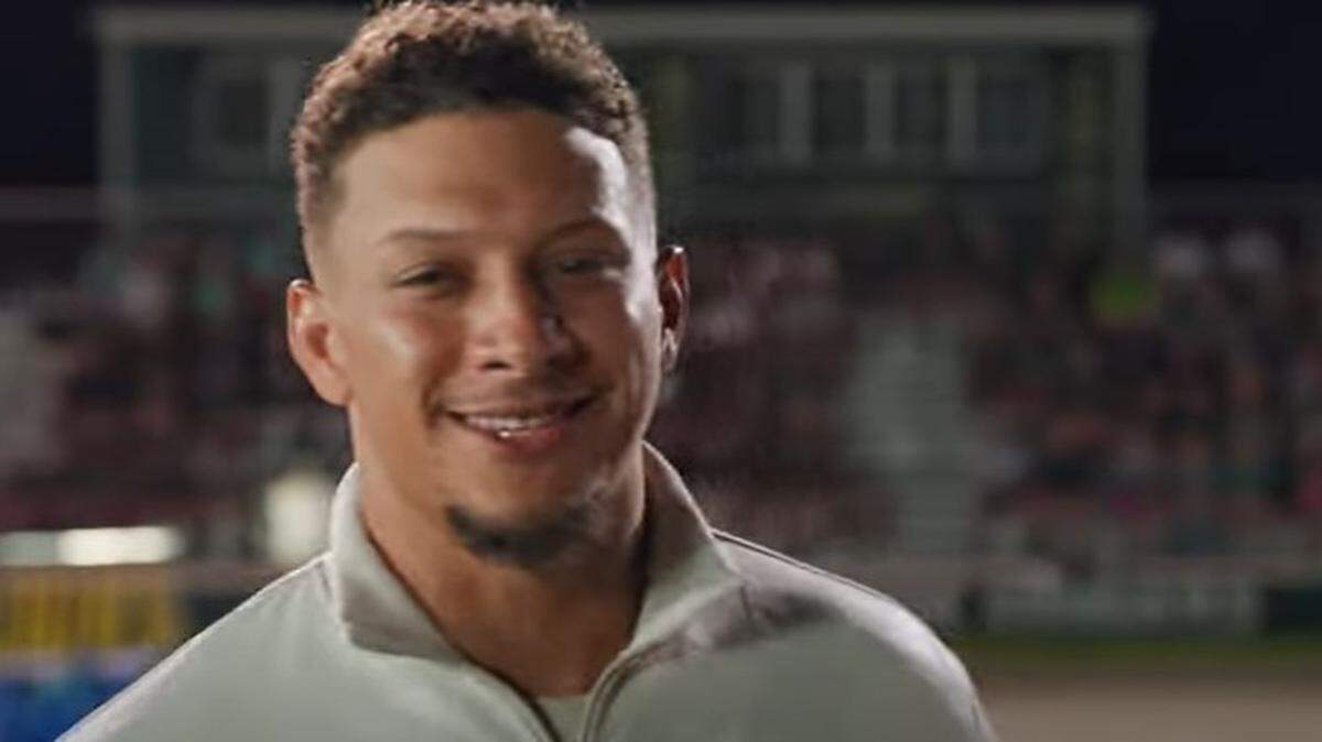Chiefs quarterback Patrick Mahomes at Crest Ridge High School in a commercial for T-Mobile.