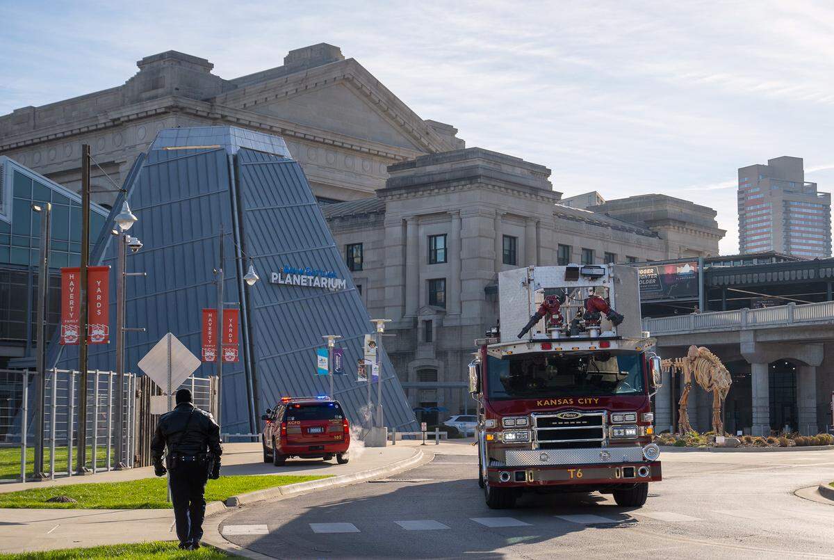 Crews from the Kansas City fire department responded to a fire Friday, Nov. 22, 2024, at Union Station. One of the building’s heating and air conditioning units caught fire early Friday, a fire department spokesman said.