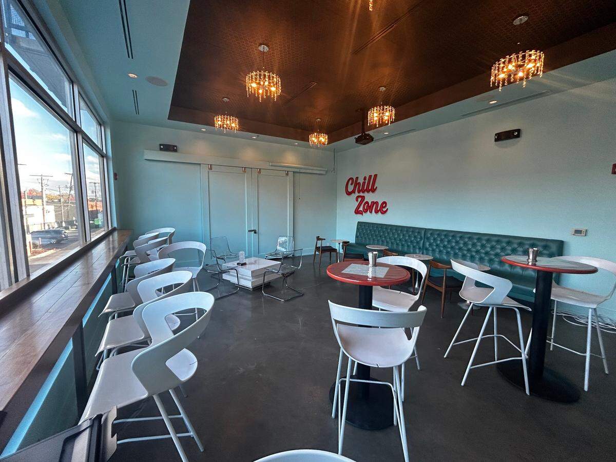 The Chill Zone, on the southeast corner of the Frost space, is available for private events.
