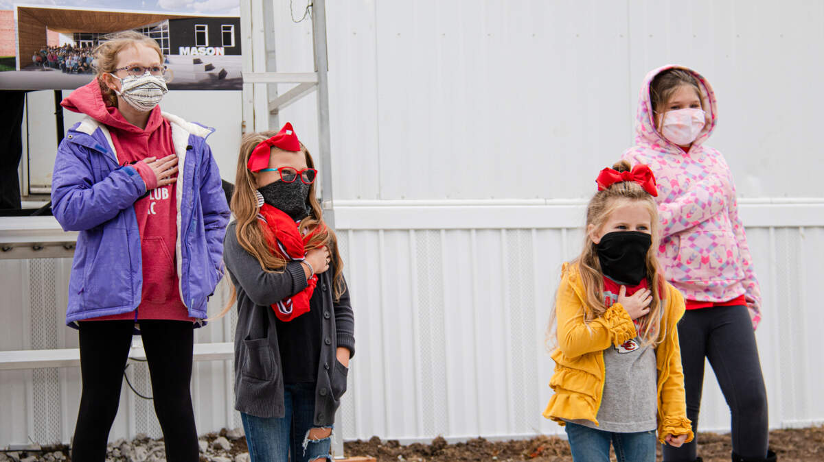 Students were among the VIPs in attendance at the groundbreaking ceremony this fall for Mason Elementary School. The school’s renovations and additions are among the first projects being started in a no-tax-increase bond issue passed by voters in June.